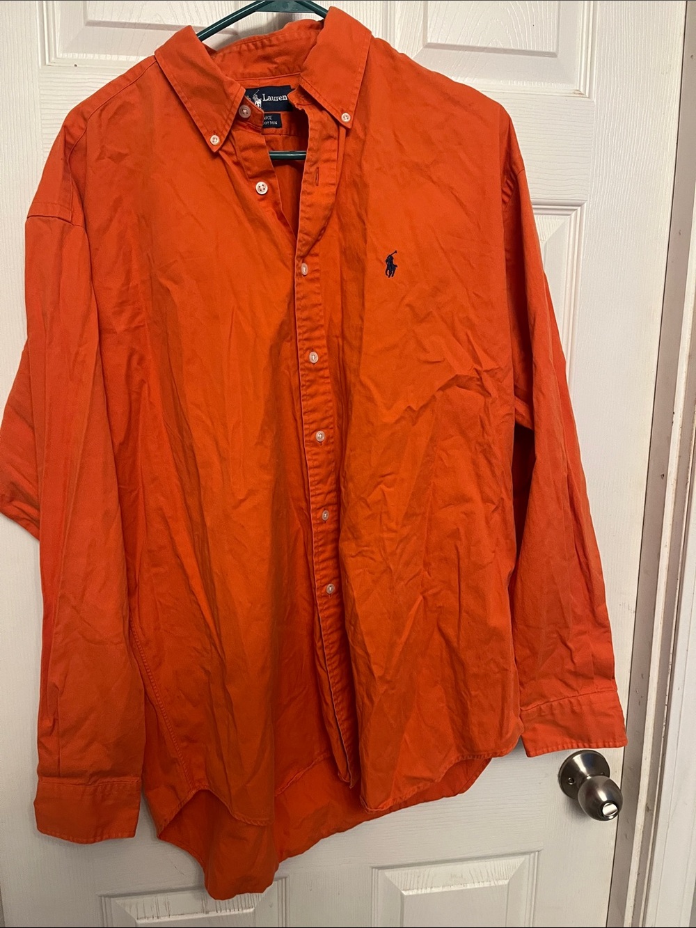 Polo by Ralph Lauren Orange Long-Sleeve Button-Down Shirt with Navy Pony